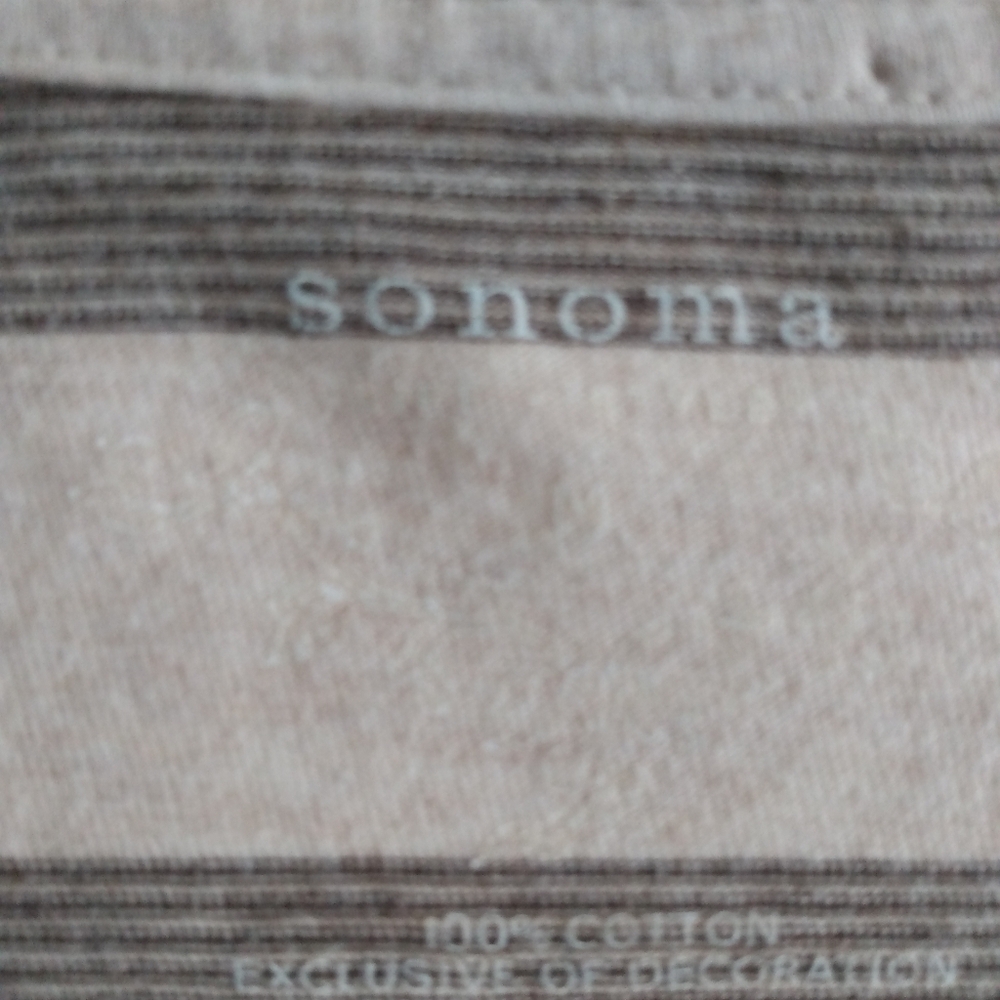 🆓🆓🆓Sonoma Short Sleeve Off-White/Gray Striped Cotton Tee w/ Rolled Sleeve - Picture 12 of 17